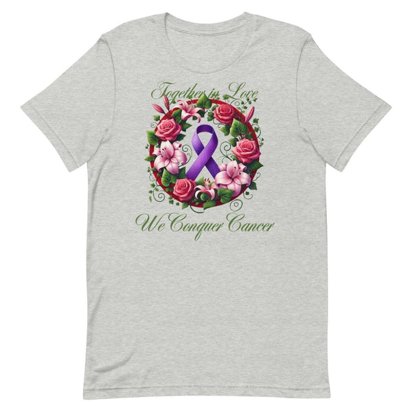 Pancreatic Cancer Rose Love Tee - JohnVsGBMAthletic HeatherS