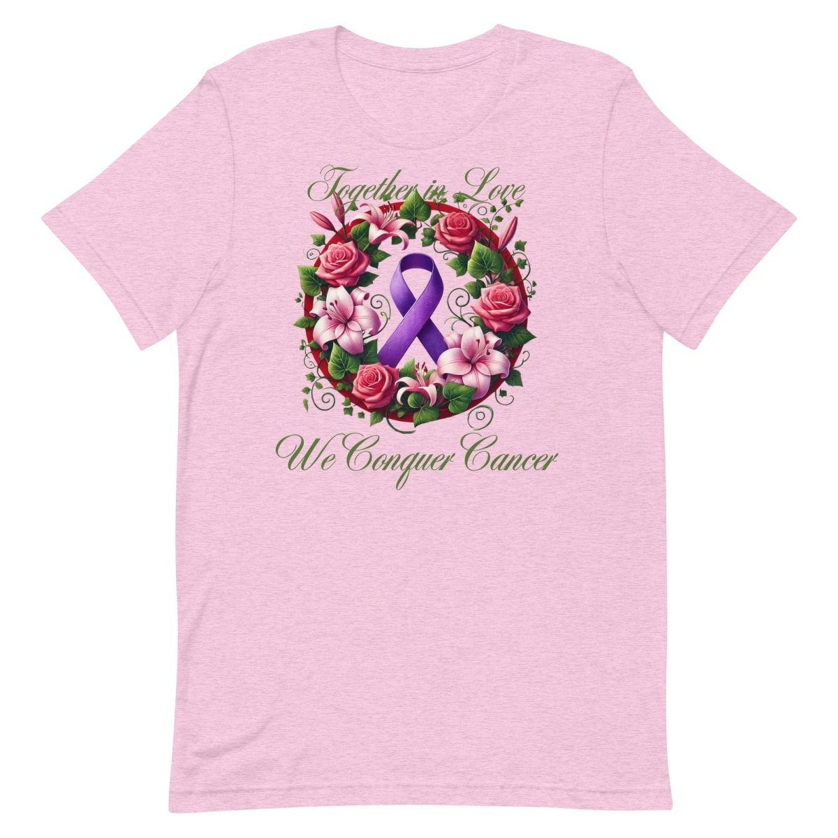 Pancreatic Cancer Rose Love Tee - JohnVsGBMHeather Prism LilacS