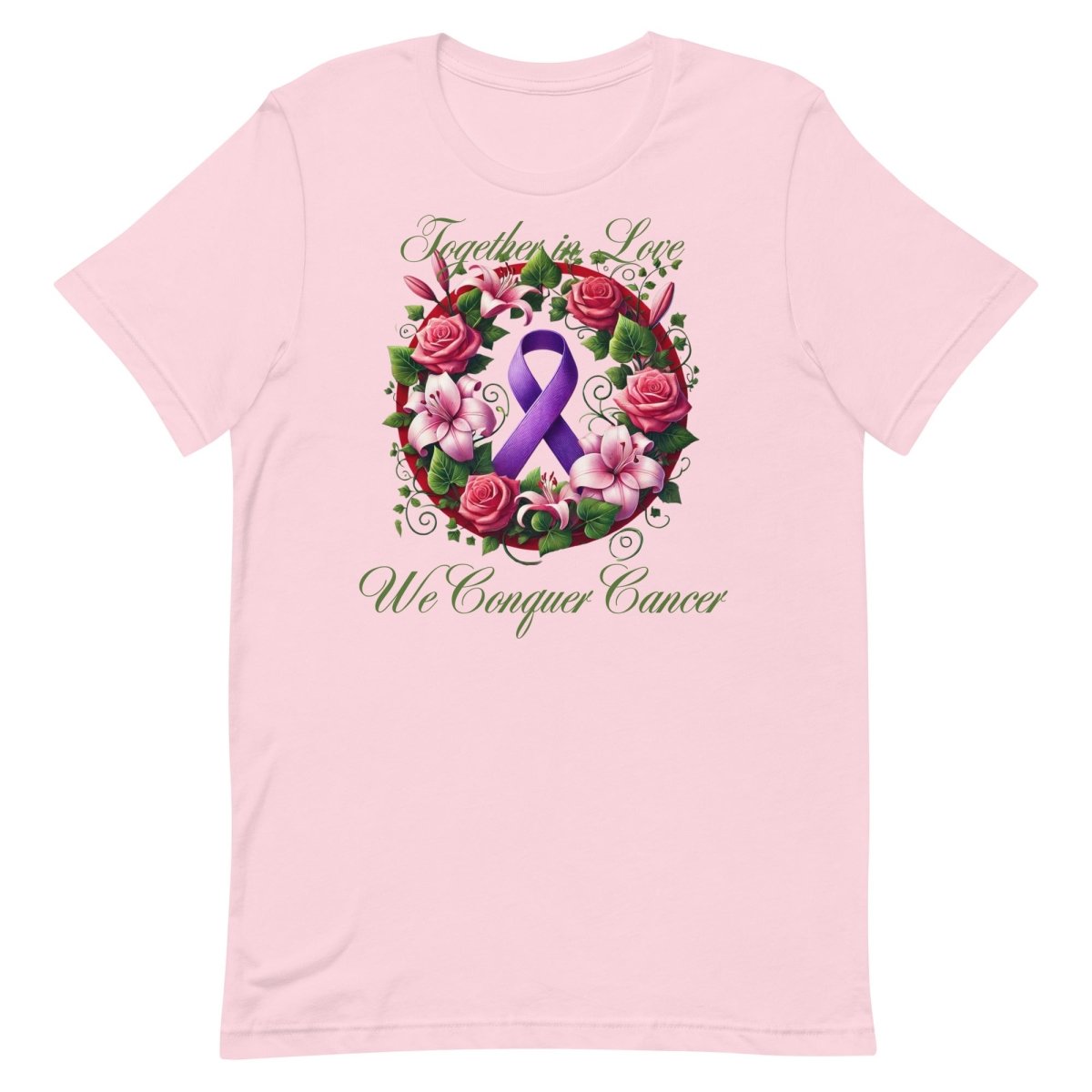 Pancreatic Cancer Rose Love Tee - JohnVsGBMSoft PinkS