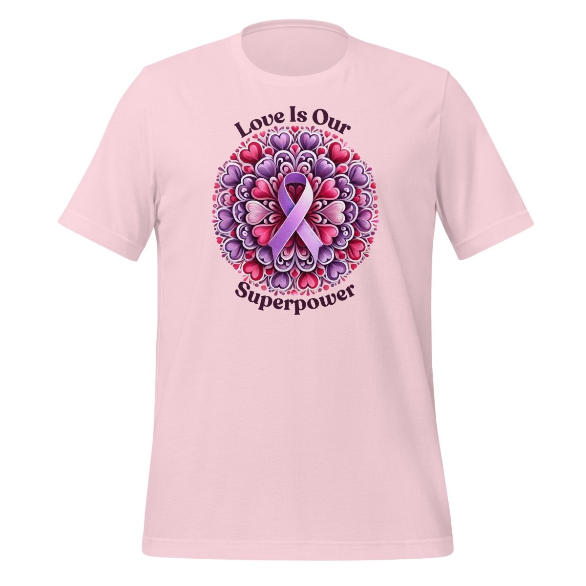 Pancreatic Cancer Superpower Love Tee - JohnVsGBMSoft PinkS