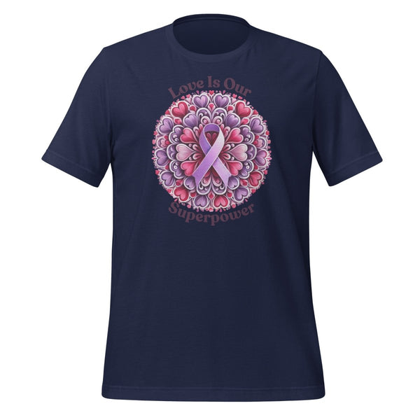 Pancreatic Cancer Superpower Love Tee - JohnVsGBMNavyS