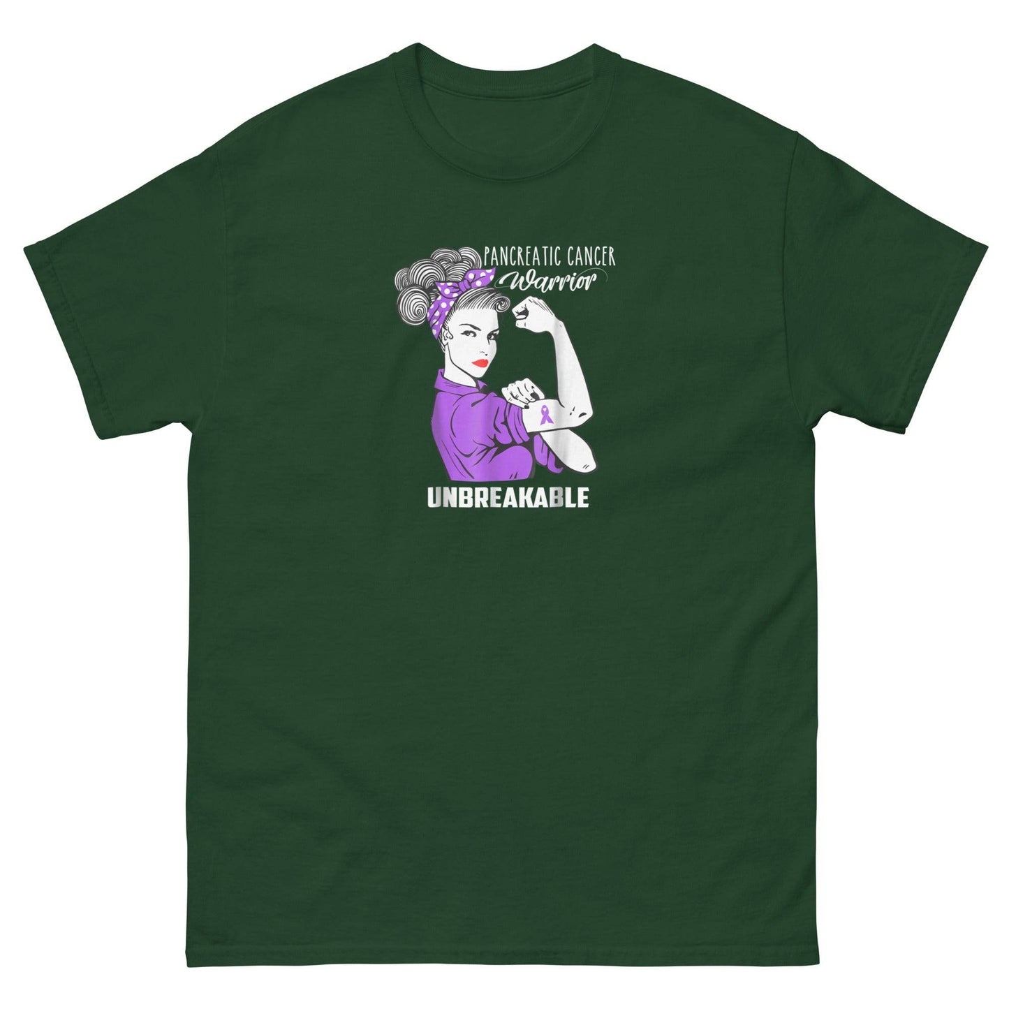 Pancreatic Cancer Unbreakable Classic Tee - JohnVsGBMForest GreenS