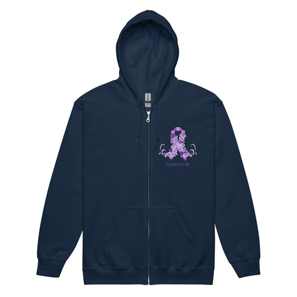 Pancreatic Cancer Zip Up Survivor Hoodie - JohnVsGBMNavyS