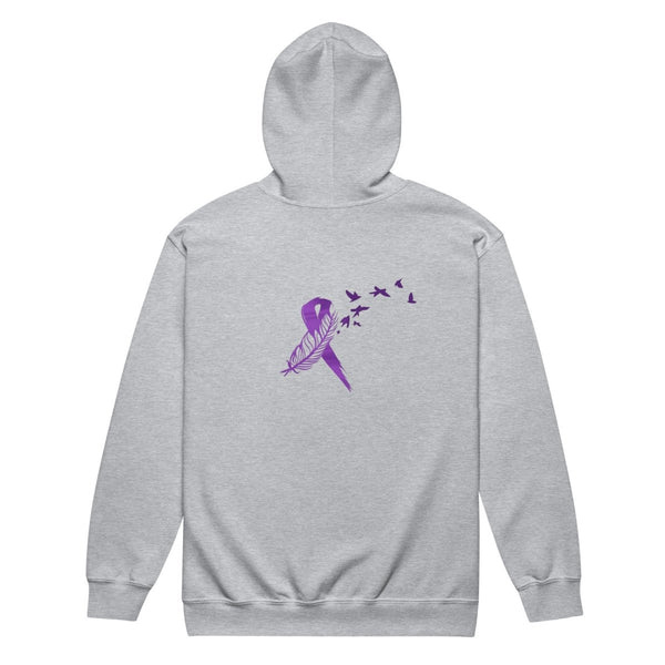 Pancreatic Cancer Zip Up Survivor Hoodie - JohnVsGBMSport GreyS