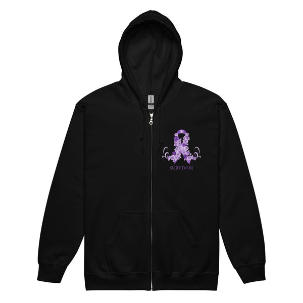 Pancreatic Cancer Zip Up Survivor Hoodie - JohnVsGBMBlackS