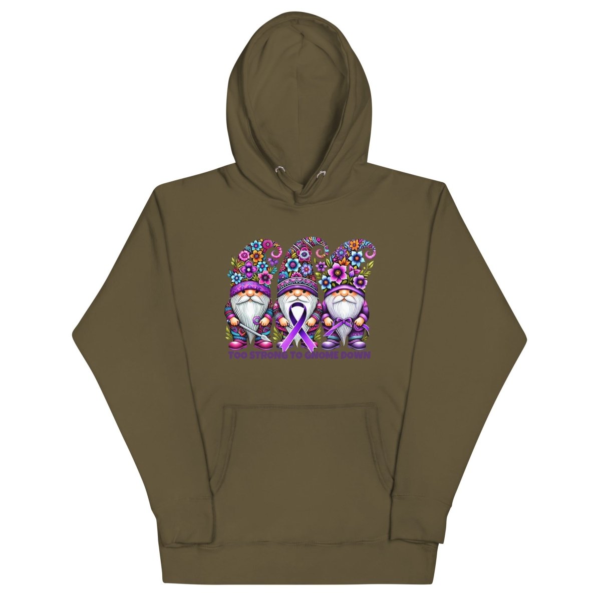 Pancreatic Strong Gnome Hoodie - JohnVsGBMMilitary GreenS