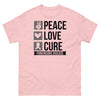 Parkinsons Awareness Peace, Love, Cure Classic Tee - JohnVsGBMLight PinkS