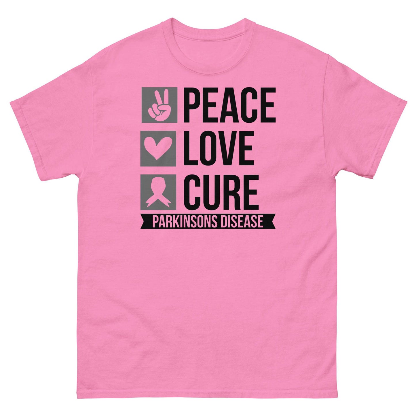 Parkinsons Awareness Peace, Love, Cure Classic Tee - JohnVsGBMAzaleaS