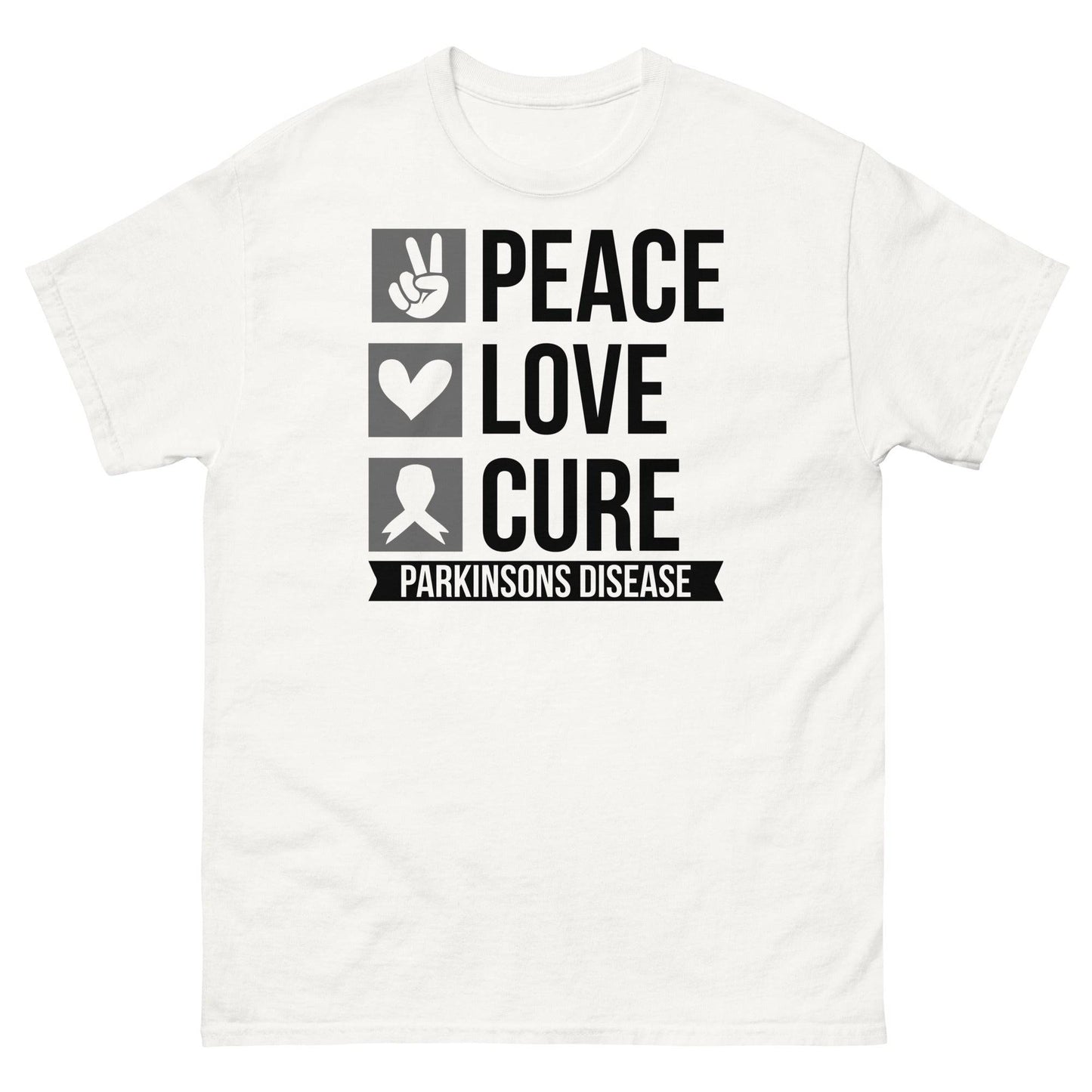 Parkinsons Awareness Peace, Love, Cure Classic Tee - JohnVsGBMWhiteS