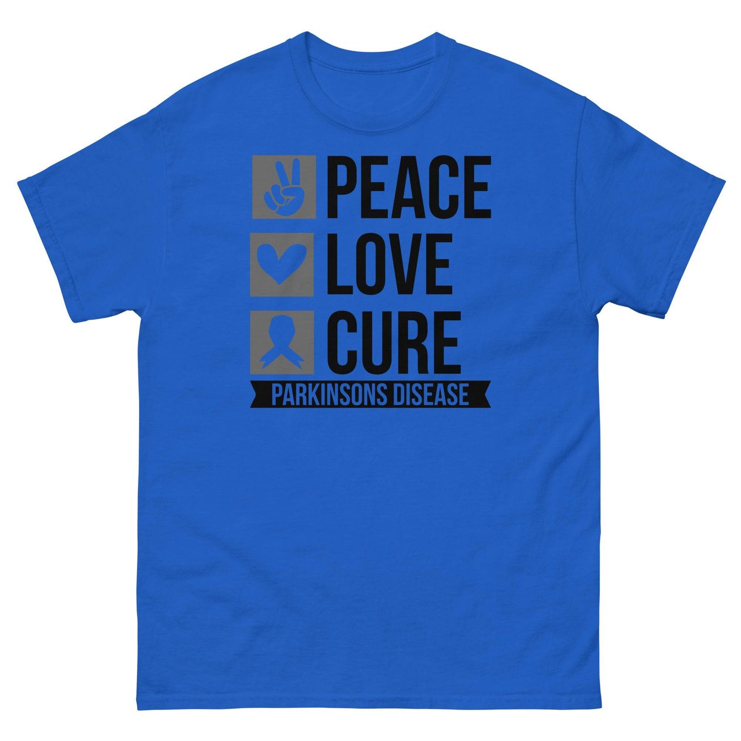 Parkinsons Awareness Peace, Love, Cure Classic Tee - JohnVsGBMRoyalS