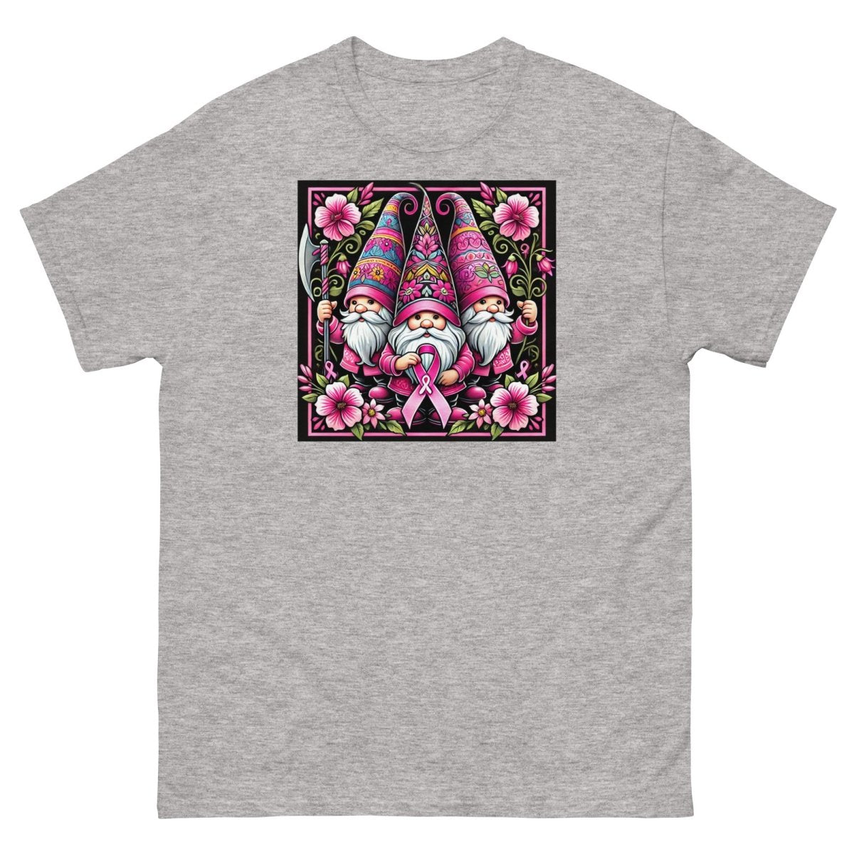 Pink Floral Gnome Tee - JohnVsGBMSport GreyS