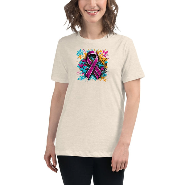 Pink Hex Women's Ribbon Graffiti Tee - JohnVsGBMHeather Prism NaturalS