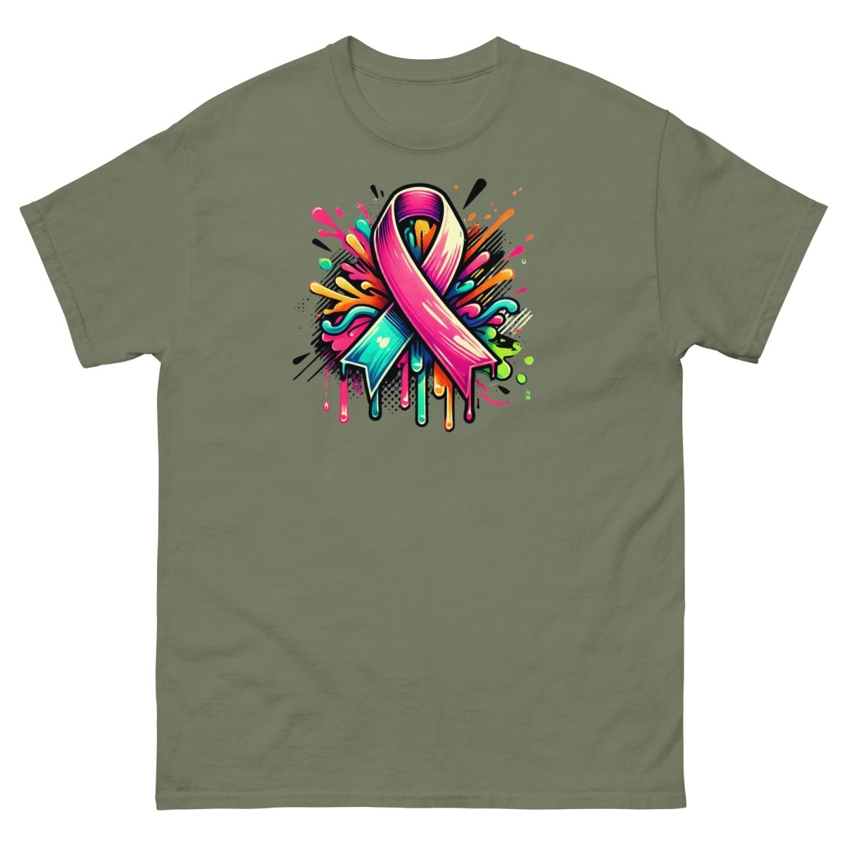 Pink Multi Ribbon Graffiti Tee - JohnVsGBMMilitary GreenS