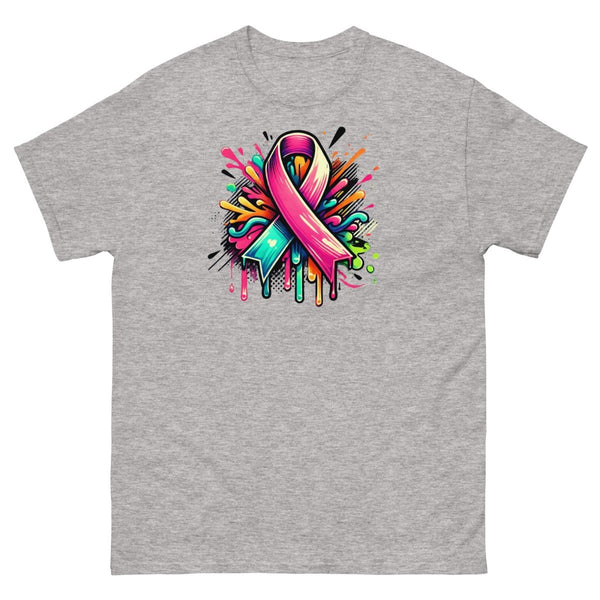 Pink Multi Ribbon Graffiti Tee - JohnVsGBMSport GreyS