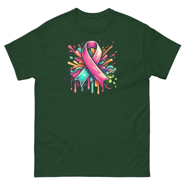 Pink Multi Ribbon Graffiti Tee - JohnVsGBMForest GreenS