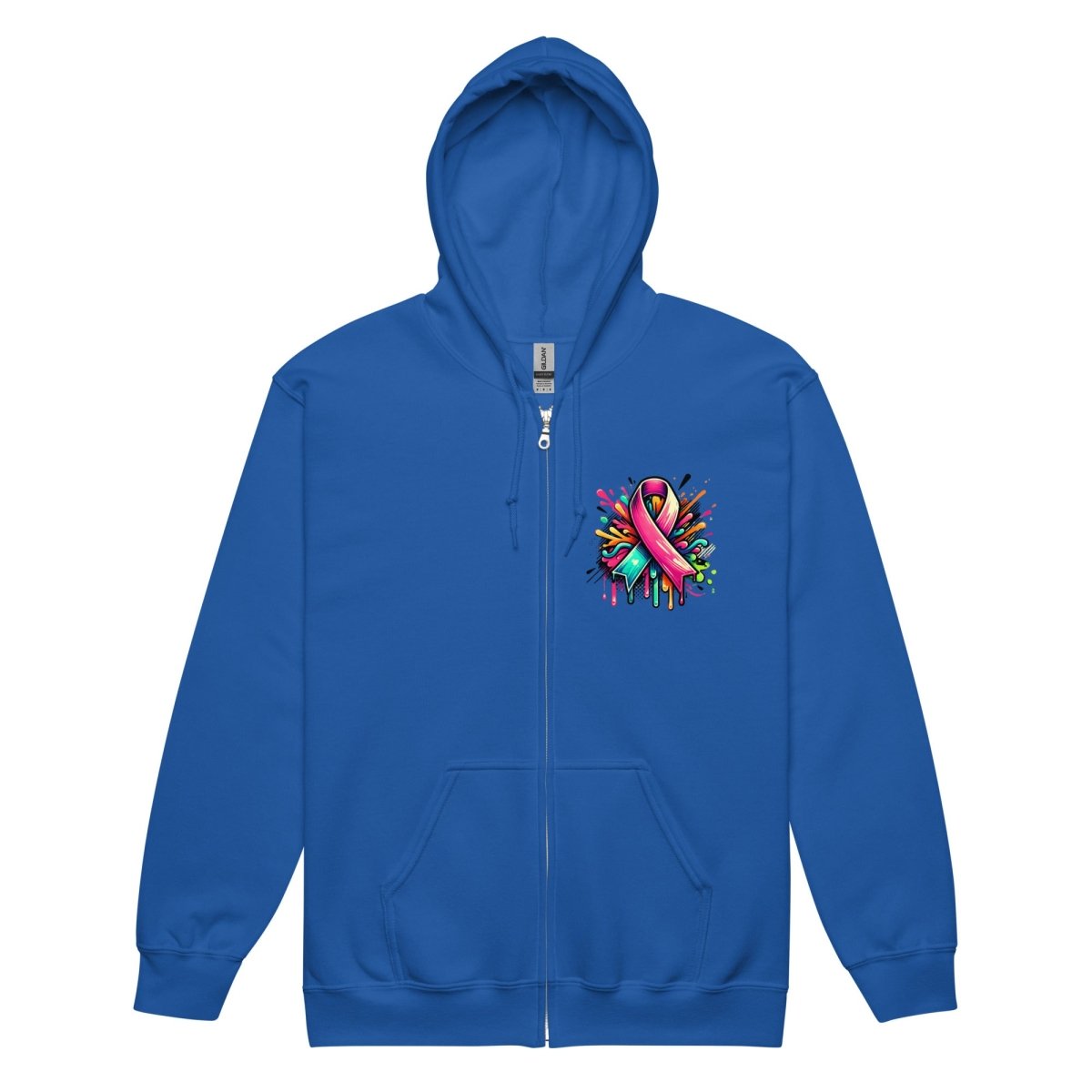 Pink Multi Ribbon Graffiti Zip Up Hoodie - JohnVsGBMRoyalS