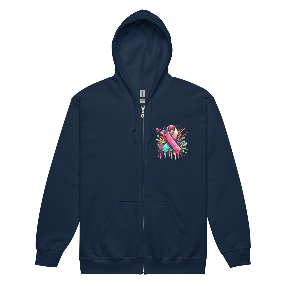 Pink Multi Ribbon Graffiti Zip Up Hoodie - JohnVsGBMNavyS