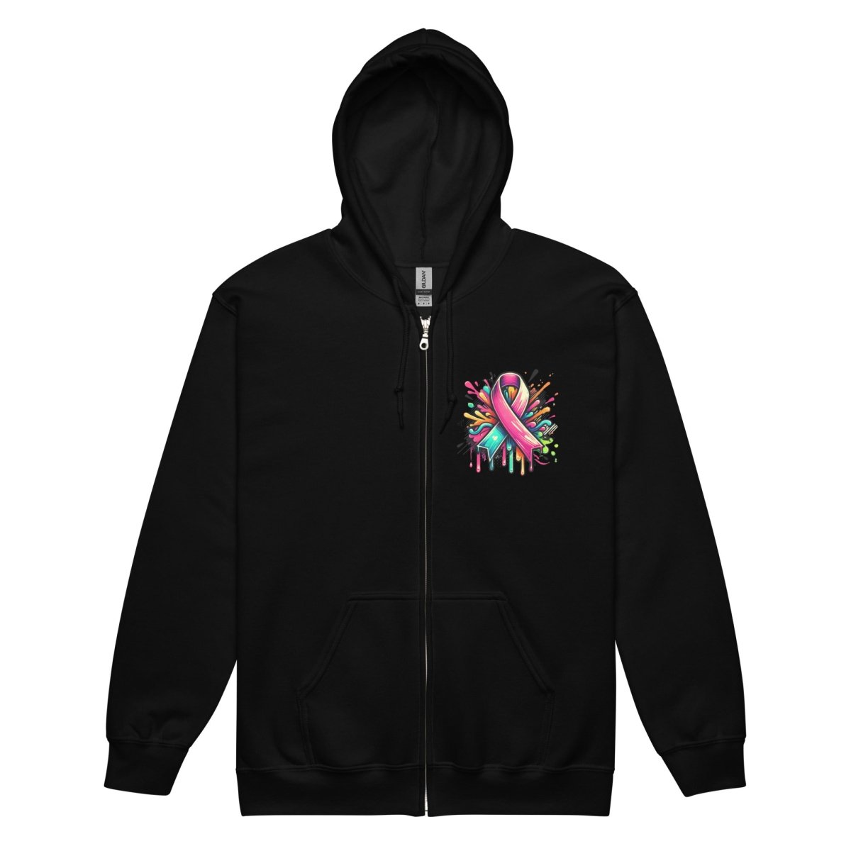 Pink Multi Ribbon Graffiti Zip Up Hoodie - JohnVsGBMBlackS