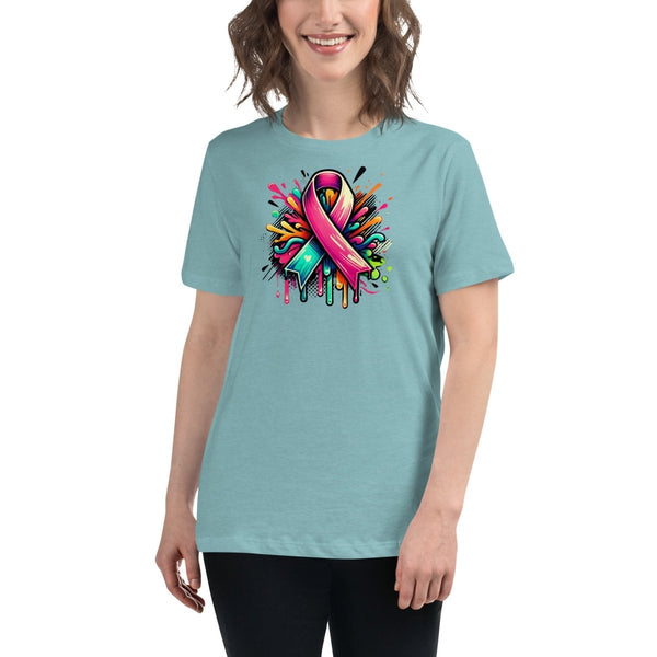 Pink Multi Women's Ribbon Graffiti Tee - JohnVsGBMHeather Blue LagoonS