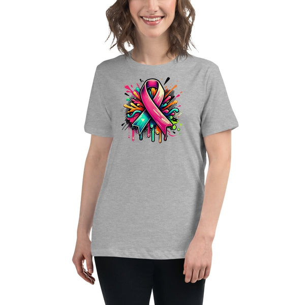 Pink Multi Women's Ribbon Graffiti Tee - JohnVsGBMAthletic HeatherS