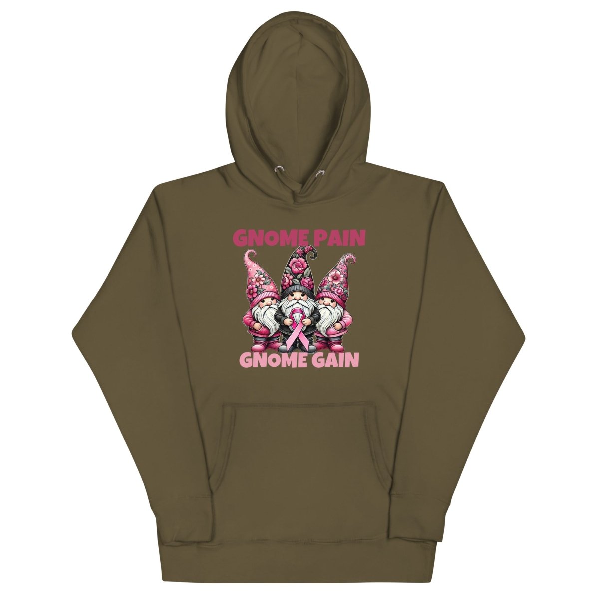 Pink Ribbon Gnome Hoodie - JohnVsGBMMilitary GreenS