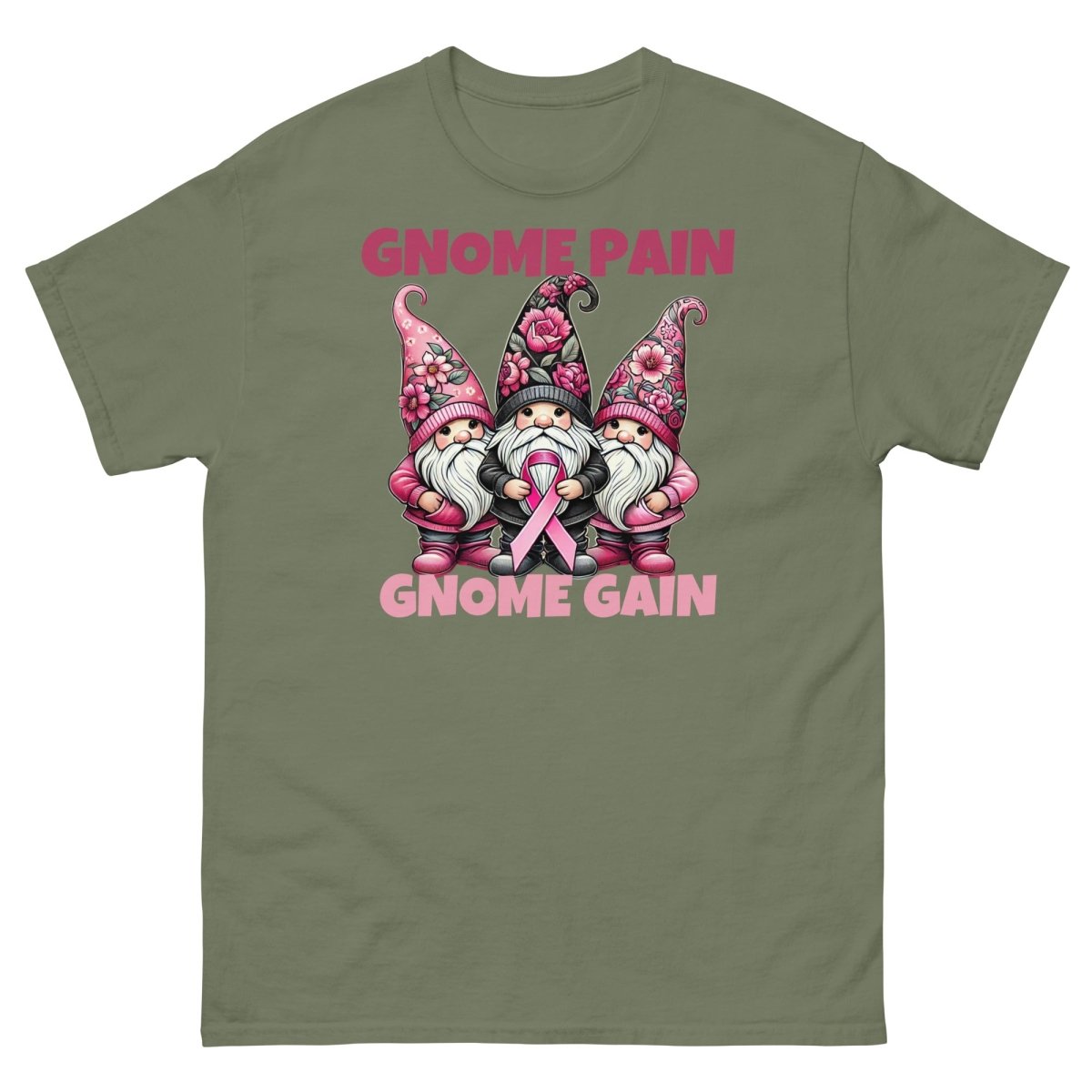 Pink Ribbon Gnome Tee - JohnVsGBMMilitary GreenS