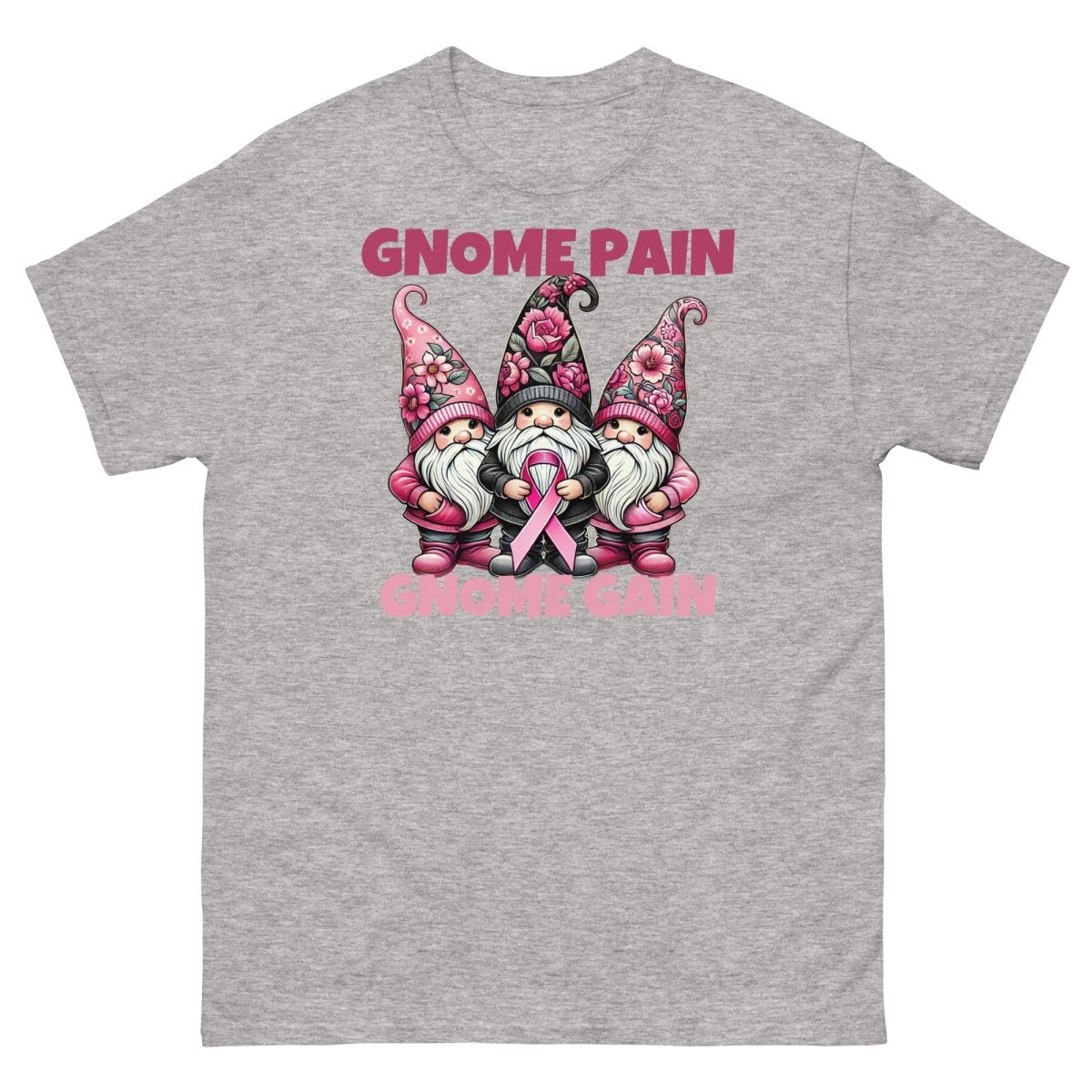 Pink Ribbon Gnome Tee - JohnVsGBMSport GreyS