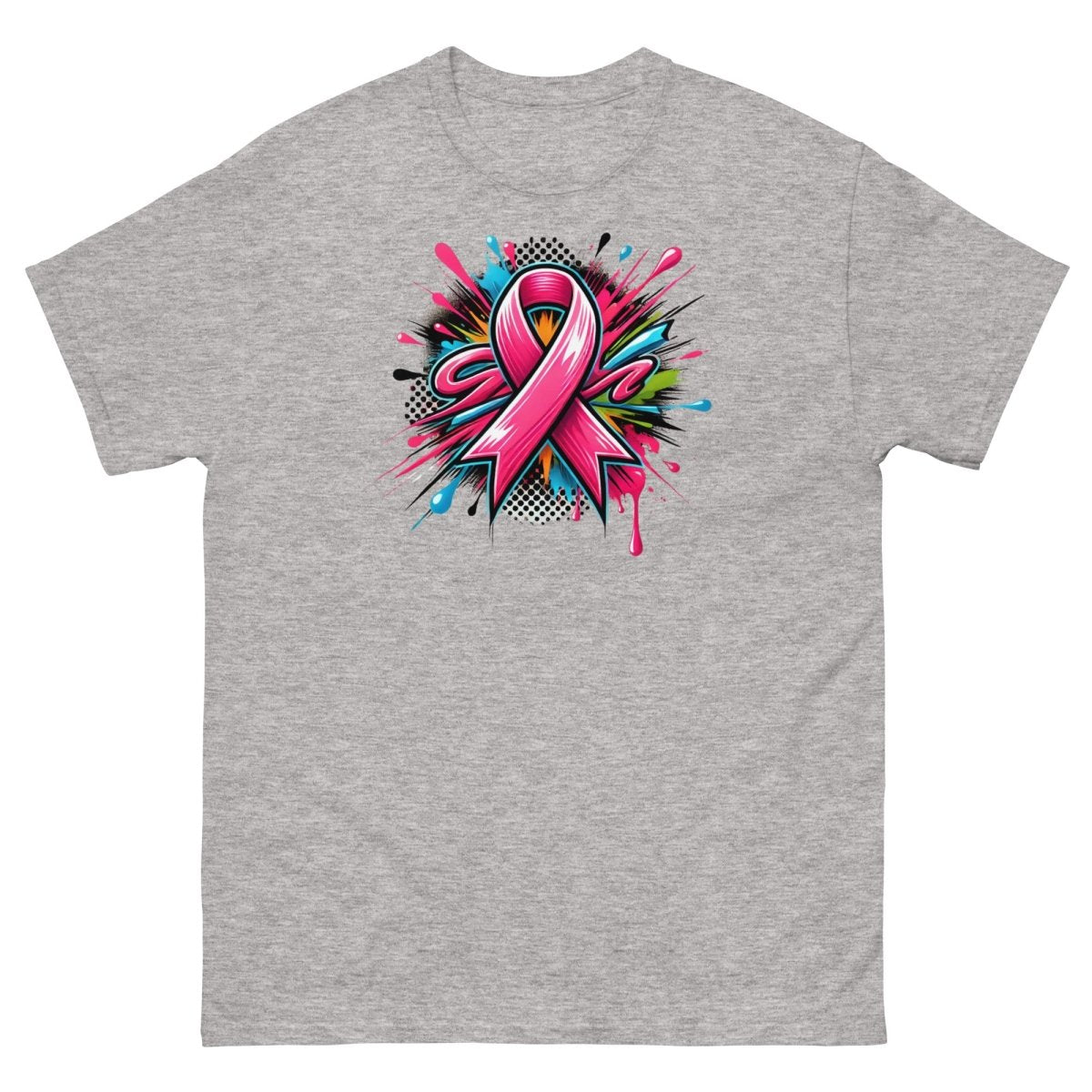 Pink Ribbon Graffiti Tee - JohnVsGBMSport GreyS