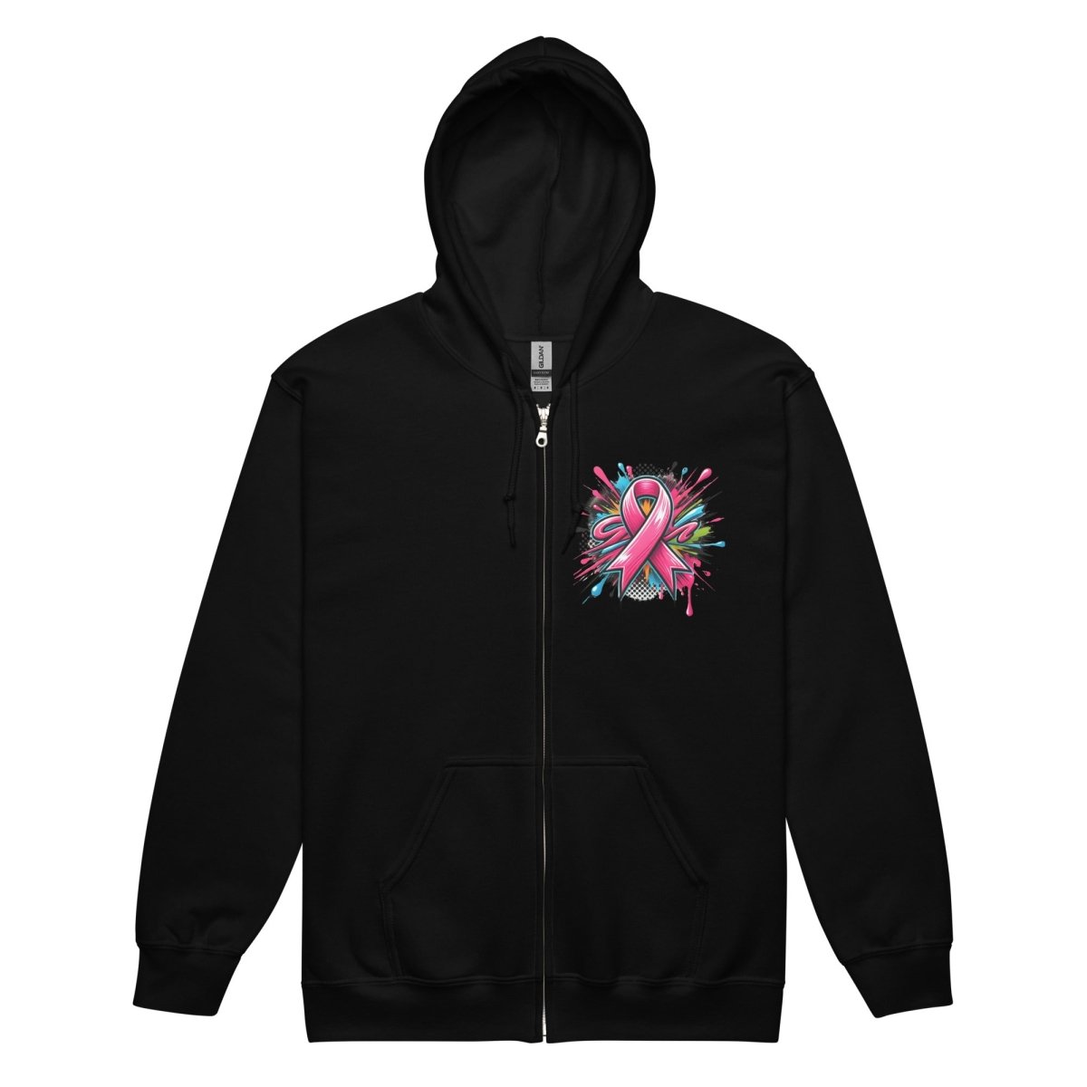 Pink Ribbon Graffiti Zip Up Hoodie - JohnVsGBMBlackS