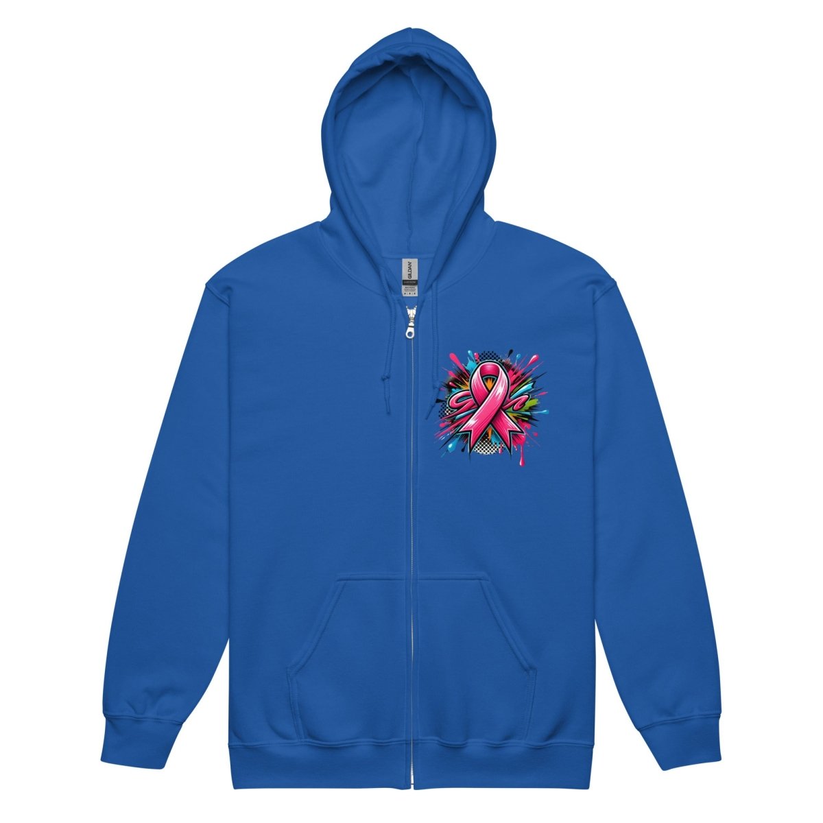 Pink Ribbon Graffiti Zip Up Hoodie - JohnVsGBMRoyalS