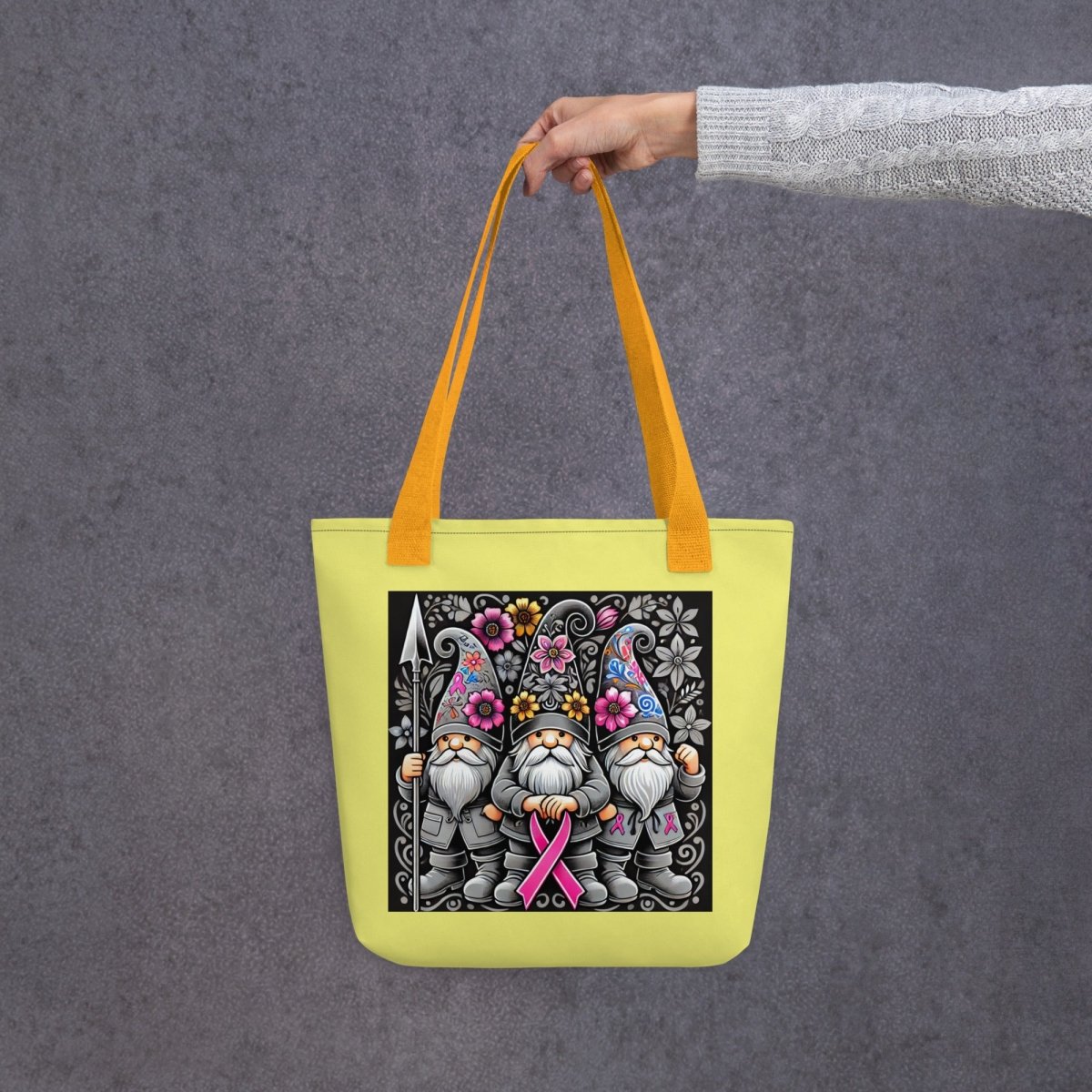 Pink Ribbon on Yellow Tote Bag - JohnVsGBMYellow