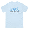 Prostate Cancer Peace Love Tee - JohnVsGBMLight BlueS