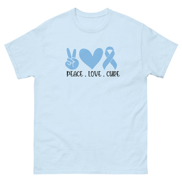 Prostate Cancer Peace Love Tee - JohnVsGBMLight BlueS