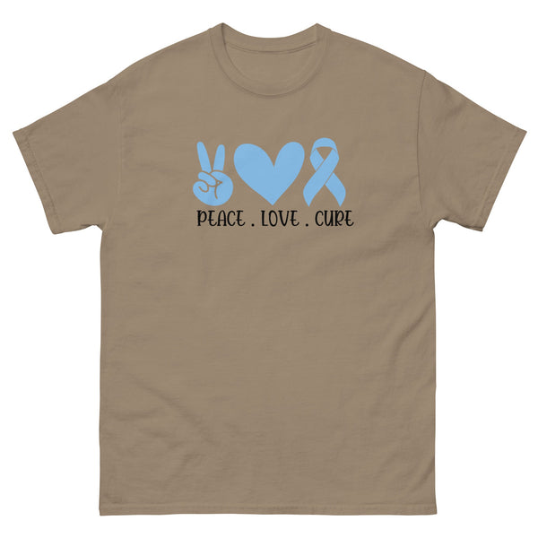 Prostate Cancer Peace Love Tee - JohnVsGBMBrown SavanaS