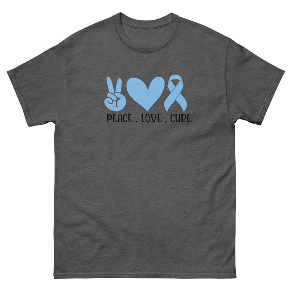 Prostate Cancer Peace Love Tee - JohnVsGBMDark HeatherS