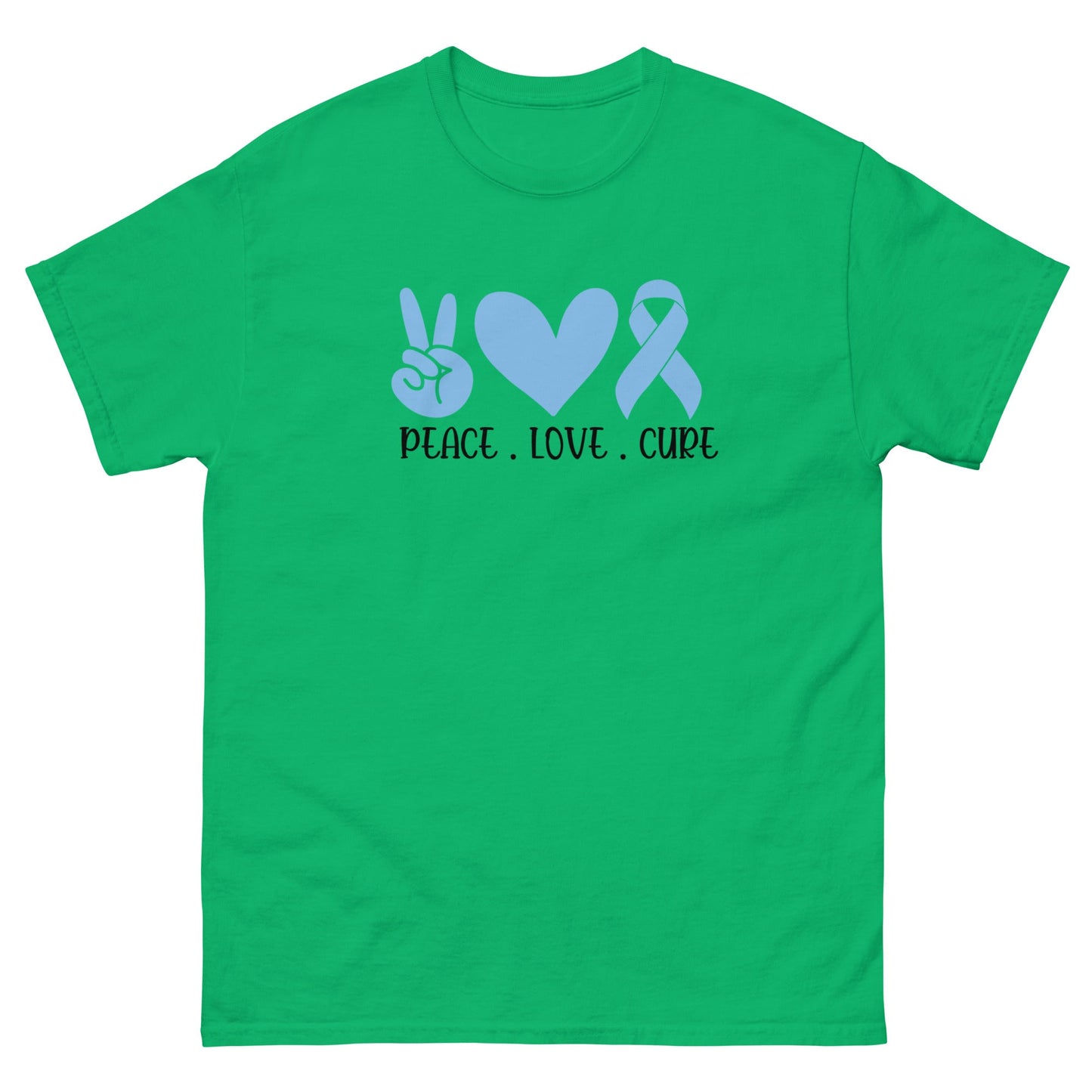 Prostate Cancer Peace Love Tee - JohnVsGBMIrish GreenS