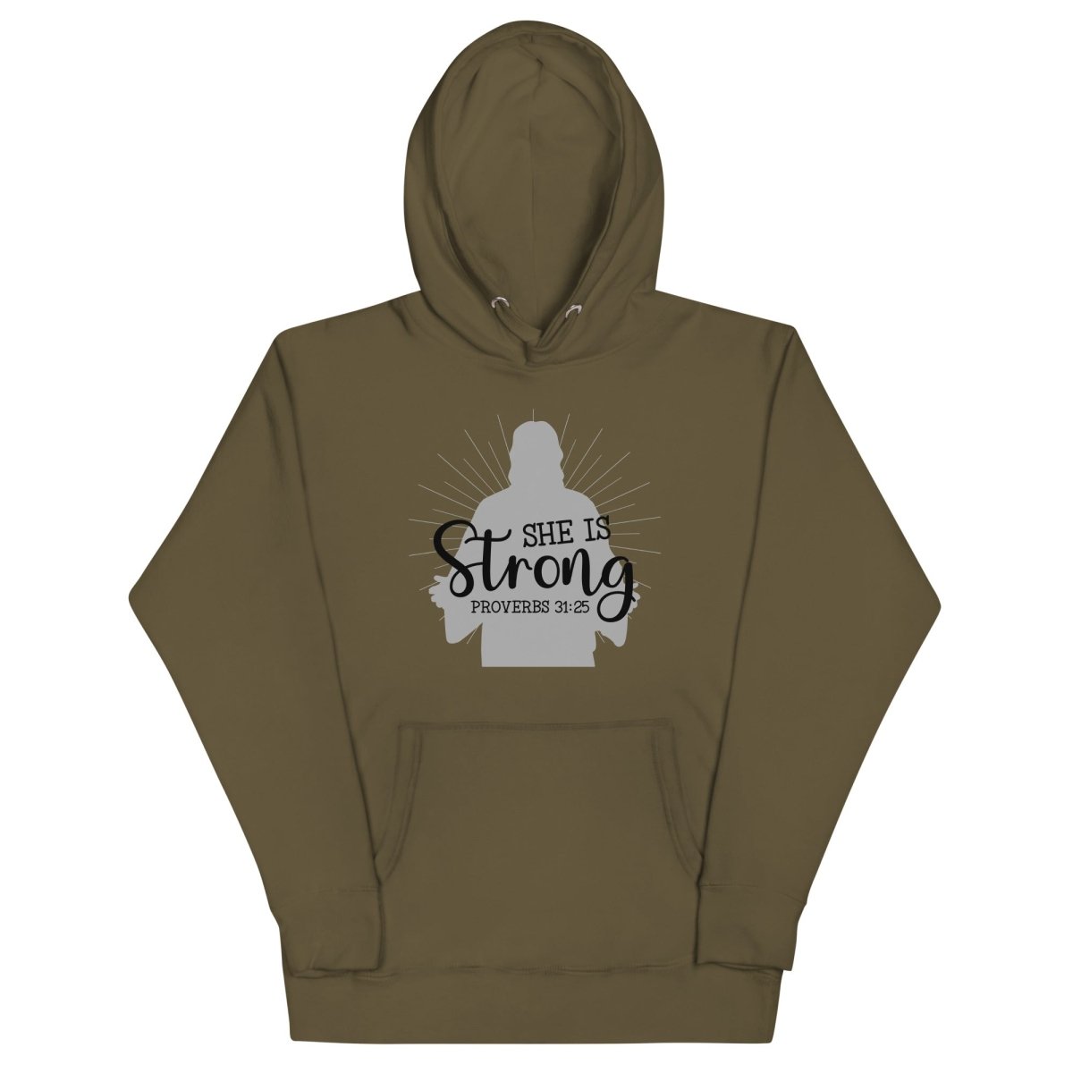 She is Strong Hoodie - JohnVsGBMMilitary GreenS