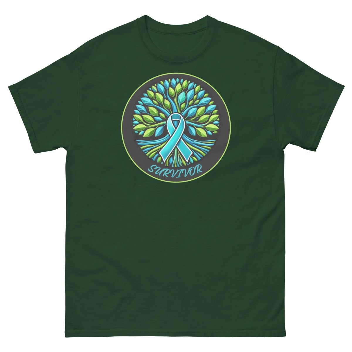 Solid Blue Tree of Life Tee - JohnVsGBMForest GreenS