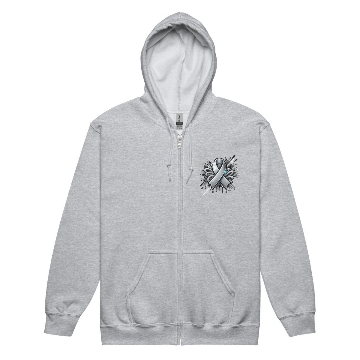 Solid Grey Graffiti Zip Up Hoodie - JohnVsGBMSport GreyS