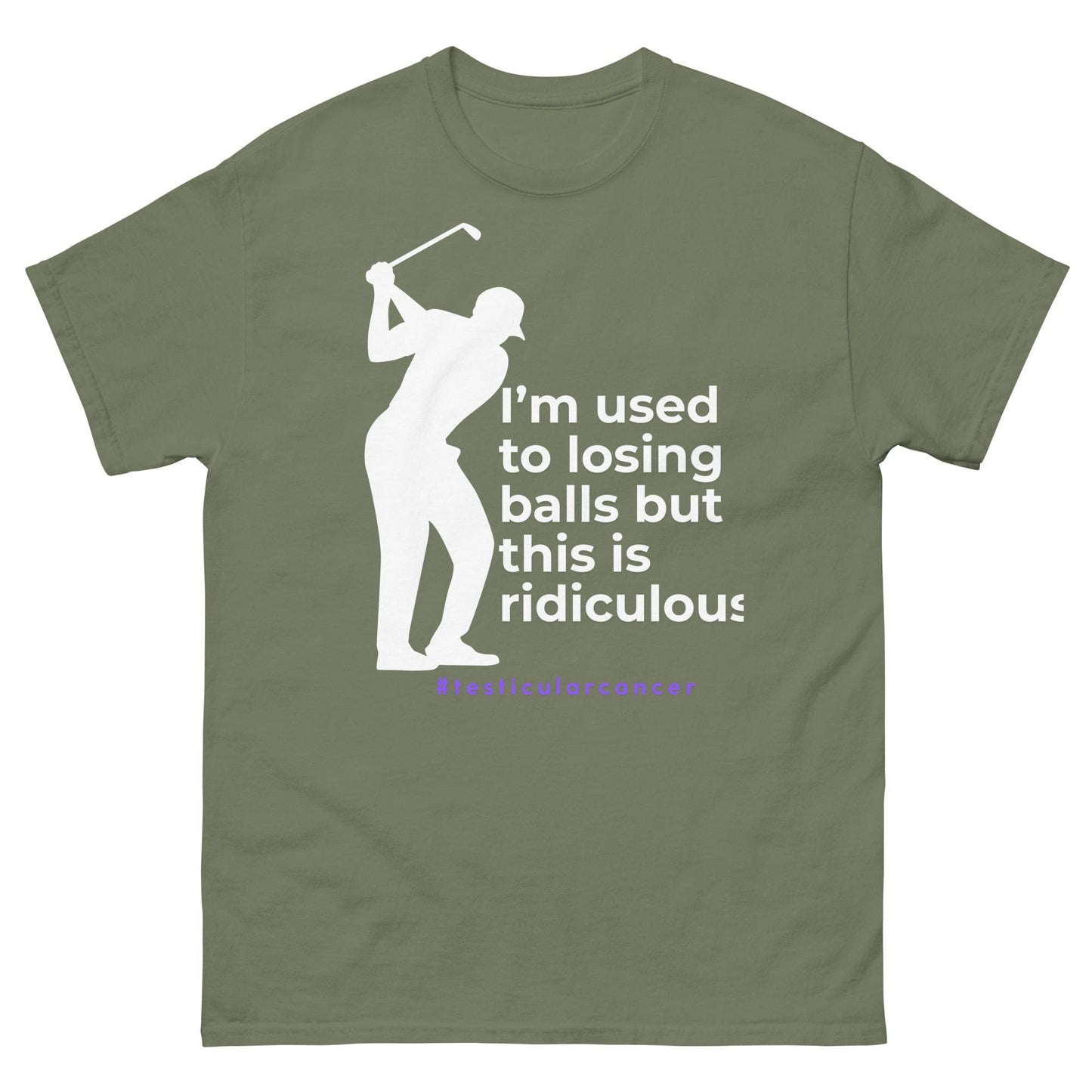 Testicular Cancer Golfer Tee - JohnVsGBMMilitary GreenS