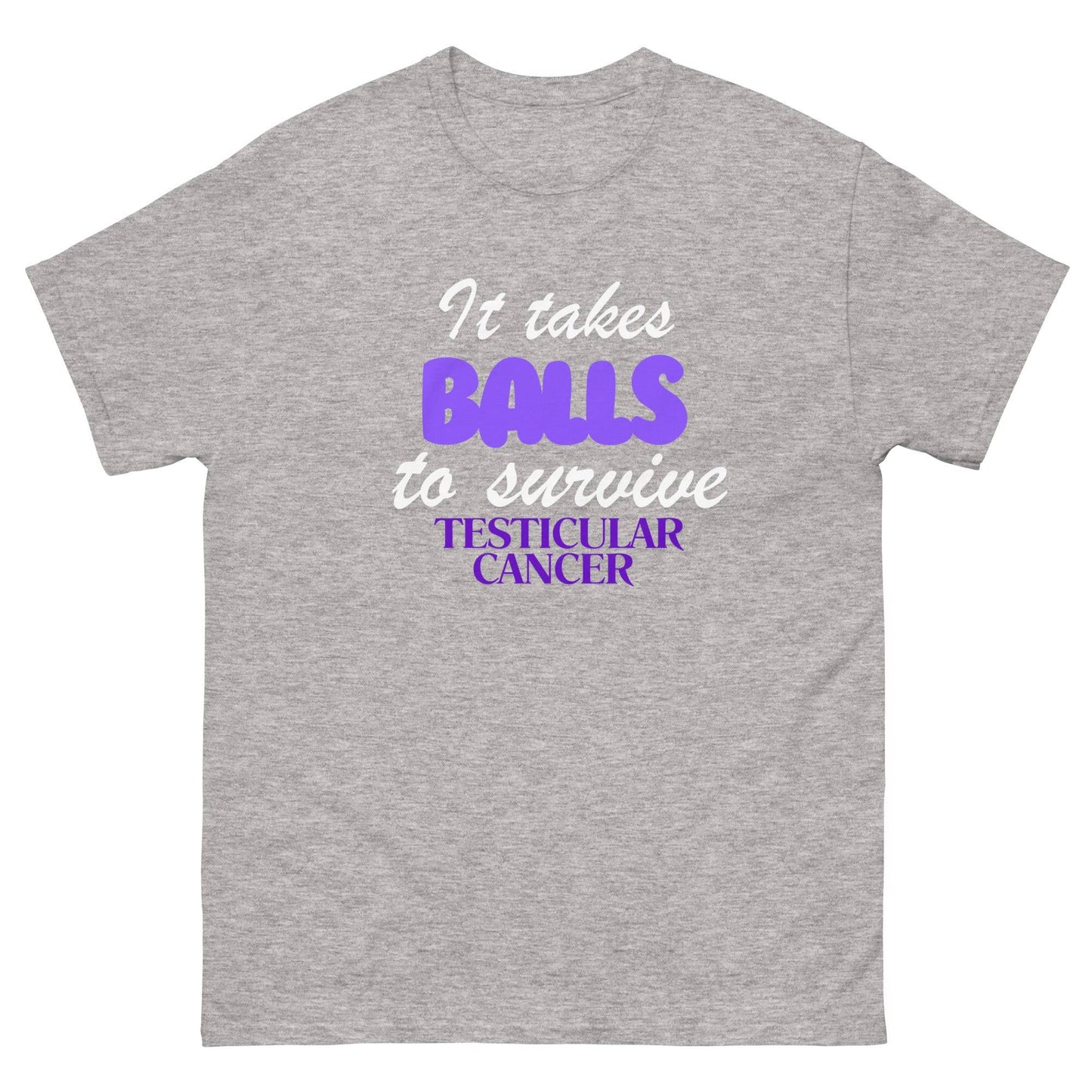 Testicular Cancer It Takes Balls Tee - JohnVsGBMSport GreyS