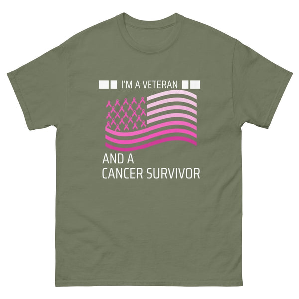 Veteran Cancer (Customizable) Flag Tee - JohnVsGBMMilitary GreenS