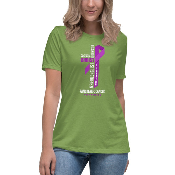 Women's Pancreatic Cancer Through Christ Tee - JohnVsGBMLeafS